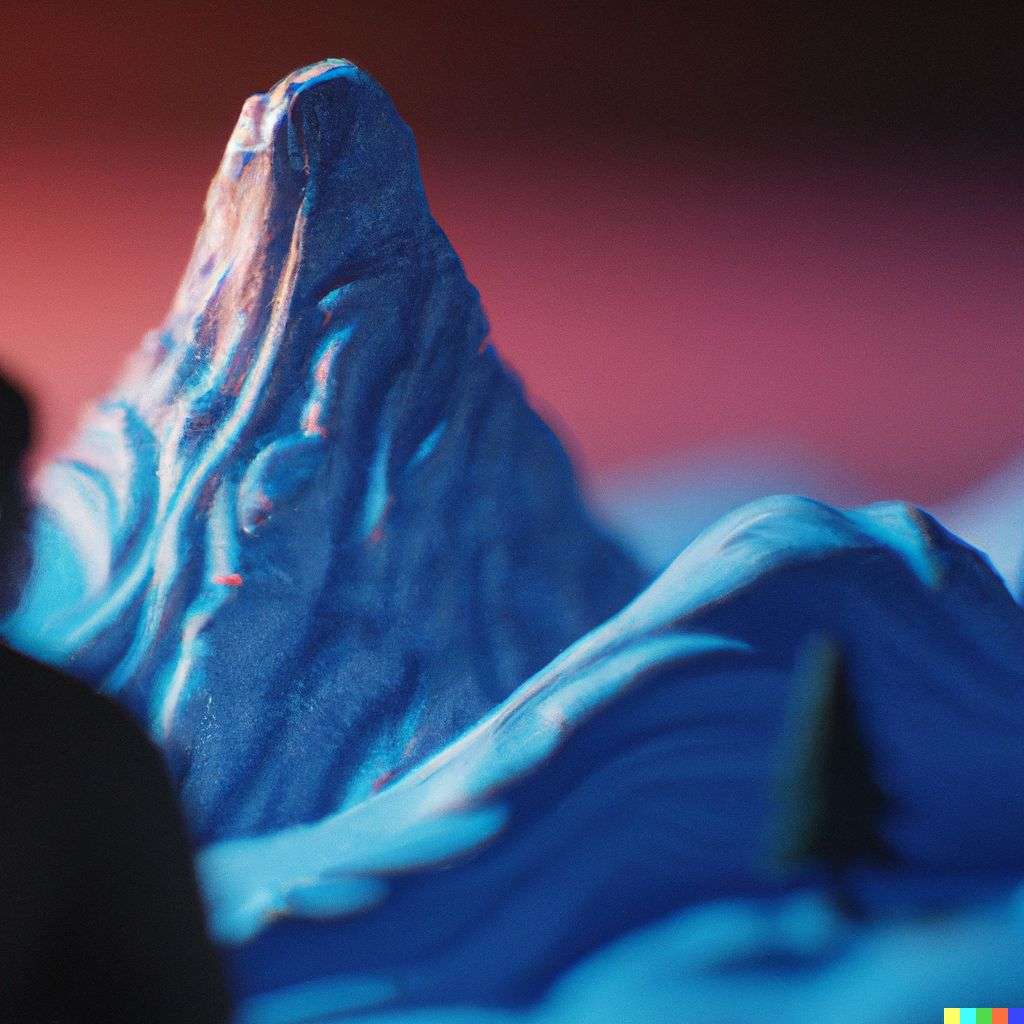 someone gazing at Mount Everest, sculpture made from wax, subsurface scattering